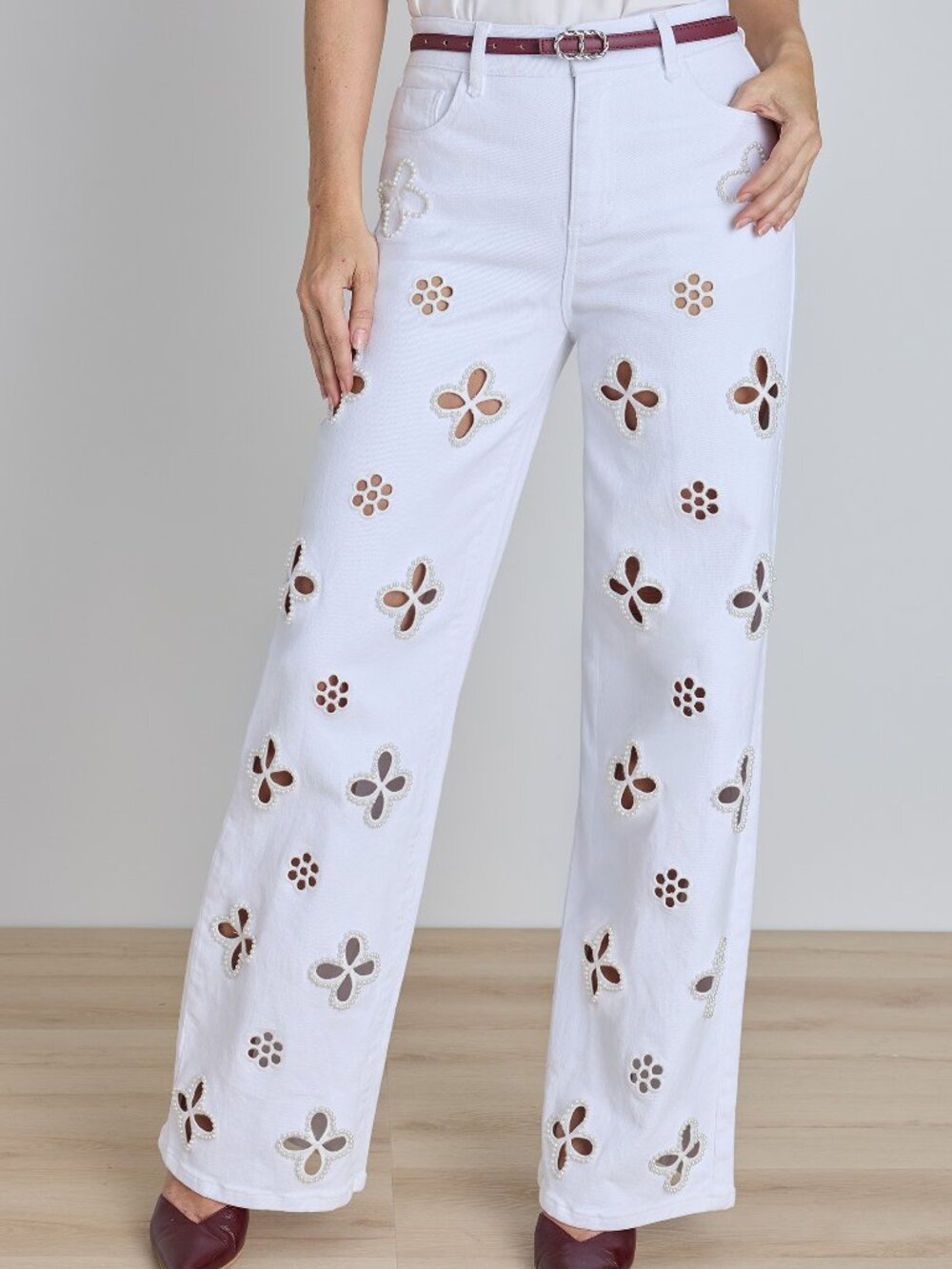 THE NOLI SHOP Kaia Pearl High Rise Jean White Classic